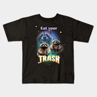 Eat your trash - Raccoon Funny - 90s Bootleg Kids T-Shirt